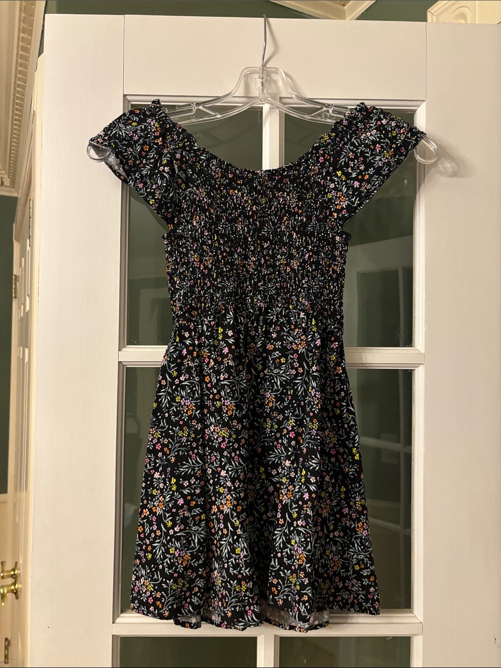 art class Black Floral Smocked Off-Shoulder Dress